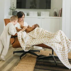 Cotton Muslin Quilted Throw - Adobe Checker