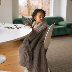 Cotton Muslin Quilted Throw - Mocha
