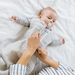 Cotton Muslin Sleep Bag - Grey Stripe