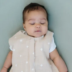 Cotton Muslin Sleep Bag - Taupe Cross