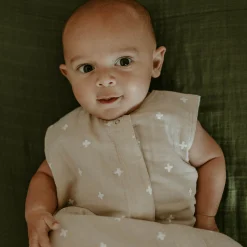 Cotton Muslin Sleep Bag - Taupe Cross