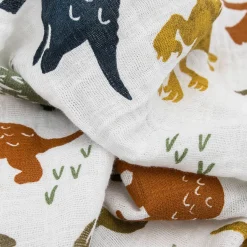Cotton Muslin Squares 4 Pack - Dino Friends