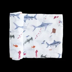 Cotton Muslin Swaddle Blanket - Shark