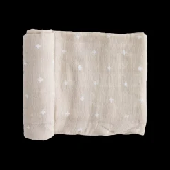 Cotton Muslin Swaddle Blanket - Taupe Cross