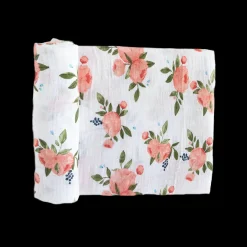 Cotton Muslin Swaddle Blanket - Watercolor Roses