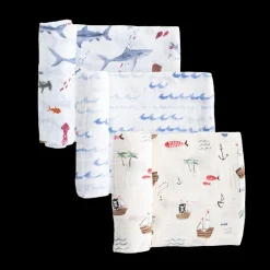 Cotton Muslin Swaddle Blanket 3 Pack - Shark 2