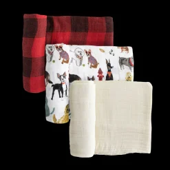 Cotton Muslin Swaddle Blanket 3 Pack - Woof