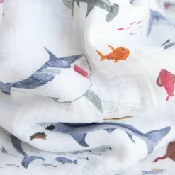 Cotton Muslin Swaddle Blanket - Shark