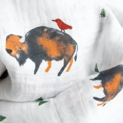 Cotton Muslin Swaddle Blanket - Bison