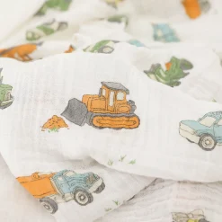 Cotton Muslin Swaddle Blanket - Work Trucks