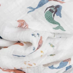 Cotton Muslin Swaddle Blanket - Mermaids
