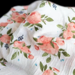 Cotton Muslin Swaddle Blanket - Watercolor Roses