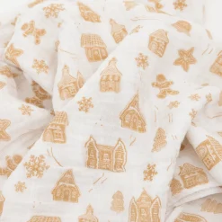 Cotton Muslin Swaddle Blanket - Gingerbread Village