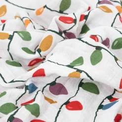 Cotton Muslin Swaddle Blanket - Christmas Bulbs