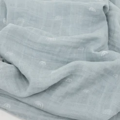 Cotton Muslin Swaddle Blanket - Blue Rainbow