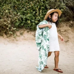 Cotton Muslin Swaddle Blanket - Tropical Leaf