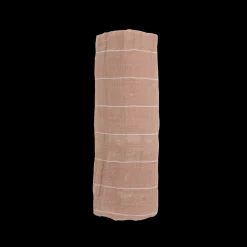 Cotton Muslin Swaddle Blanket - Mauve Stripe