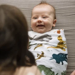 Cotton Muslin Swaddle Blanket - Dino Friends