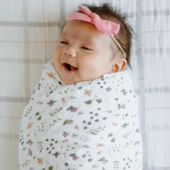 Cotton Muslin Swaddle Blanket - Garden Bees