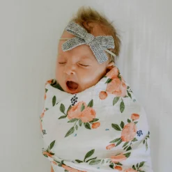 Cotton Muslin Swaddle Blanket - Watercolor Roses
