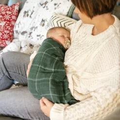 Cotton Muslin Swaddle Blanket - Evergreen Plaid