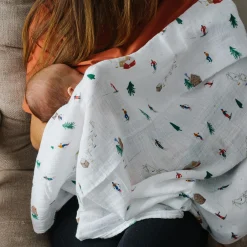 Cotton Muslin Swaddle Blanket - Powder Party