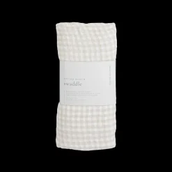 Cotton Muslin Swaddle Blanket - Tan Gingham
