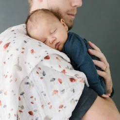 Cotton Muslin Swaddle Blanket - Mushrooms