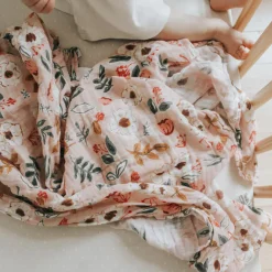 Cotton Muslin Swaddle Blanket - Vintage Floral
