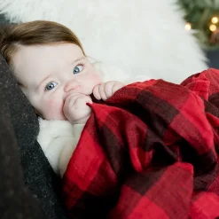 Cotton Muslin Swaddle Blanket - Red Plaid