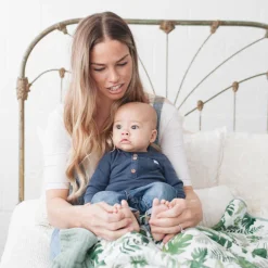Cotton Muslin Swaddle Blanket - Tropical Leaf