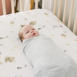 Cotton Muslin Swaddle Blanket - Blue Rainbow
