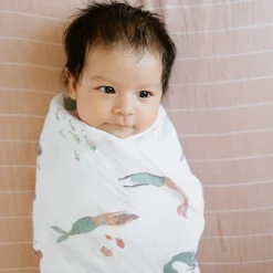 Cotton Muslin Swaddle Blanket - Mermaids
