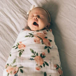 Cotton Muslin Swaddle Blanket - Watercolor Roses