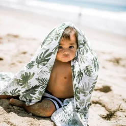 Cotton Muslin Swaddle Blanket - Tropical Leaf