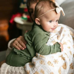 Cotton Muslin Swaddle Blanket - Gingerbread Village