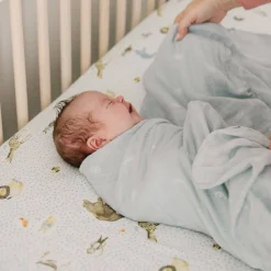 Cotton Muslin Swaddle Blanket - Blue Rainbow