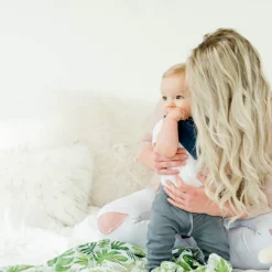 Cotton Muslin Swaddle Blanket - Tropical Leaf