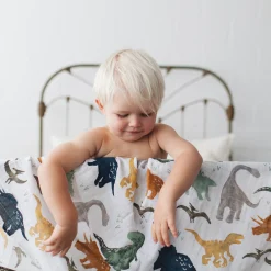 Cotton Muslin Swaddle Blanket - Dino Friends