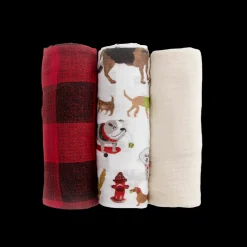 Cotton Muslin Swaddle Blanket 3 Pack - Woof