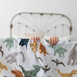 Cotton Muslin Swaddle Blanket - Dino Friends
