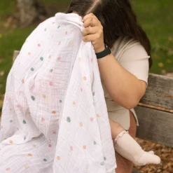 Cotton Muslin Swaddle Blanket - Party Dots