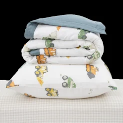 Cotton Muslin Toddler Bedding 3 Piece Set - Work Trucks