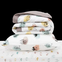 Cotton Muslin Toddler Bedding 3 Piece Set - Watercolor Critters