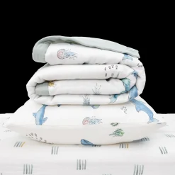 Cotton Muslin Toddler Bedding 3 Piece Set - Whales