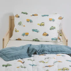 Cotton Muslin Toddler Bedding 3 Piece Set - Work Trucks