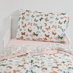 Cotton Muslin Toddler Bedding 3 Piece Set - Butterflies