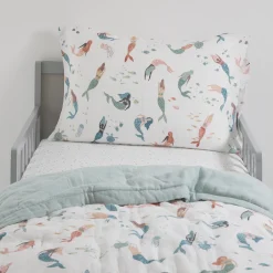 Cotton Muslin Toddler Bedding 3 Piece Set - Mermaid Party