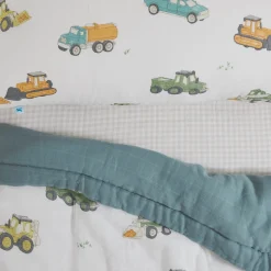 Cotton Muslin Toddler Bedding 3 Piece Set - Work Trucks