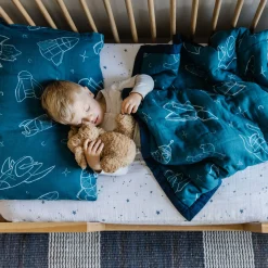 Cotton Muslin Toddler Bedding 3 Piece Set - Blast Off
